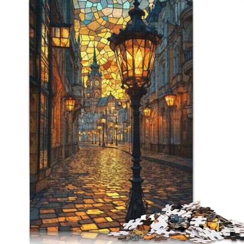 Cobblestone Street Lights Puzzle 1000 Teile Schwer Puzzle Spielzeug Lernspiel Impossible Herausforderung Spielzeug Für Erwachsene Kinder 1000pcs (75x50cm) von QBIREX