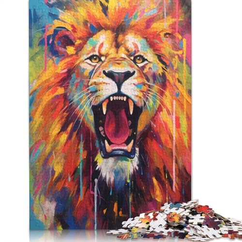 Colorful Lion Painting Puzzles 1000 Teile Schwer Puzzle Spielzeug Lernspiel Impossible Herausforderungsspielzeug Für Erwachsene Und Kinder Ab 12 Jahren 300pcs (40x28cm) von QBIREX