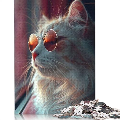 Cool Cat Vibes Puzzle für Erwachsene, Lernspiel, Puzzle-Geschenke für Kinder ab 12 Jahren, 1500 Teile (85 x 57 cm) von QBIREX