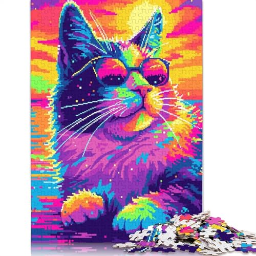 Cooles Popart-Katzen-Puzzlespielzeug für Erwachsene, Lernspiel, Puzzlespiele für Erwachsene für Frauen und Männer, 520 Teile (52 x 38 cm) von QBIREX