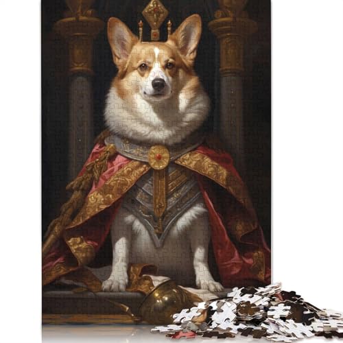 Corgi Dog King Style Puzzle 1000-teilige Schwer Puzzle Spielzeug Pädagogisches Spiel Impossible Herausforderungsspielzeug Für Erwachsene Und Kinder Ab 14 Jahren 1000pcs (75x50cm) von QBIREX