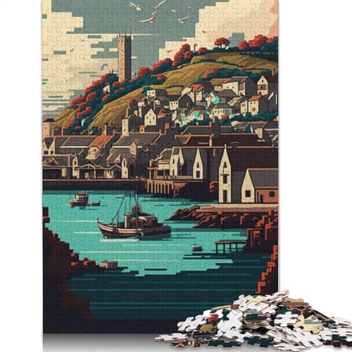 Cornwall Pixel Art Puzzle, Lernspiele, Familienaktivitäten, Premium-Karton-Puzzle für Frauen und Männer, 1000 Teile (26 x 38 cm) von QBIREX