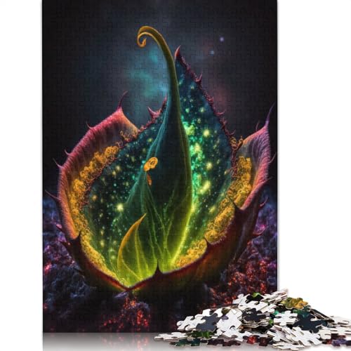 Cosmic Carnivore Succulent 1000-teiliges Puzzle, Familienspaß für Erwachsene und herausforderndes Spiel, Spiele zum Stressabbau und einzigartige Geschenke (75 x 50 cm) von QBIREX