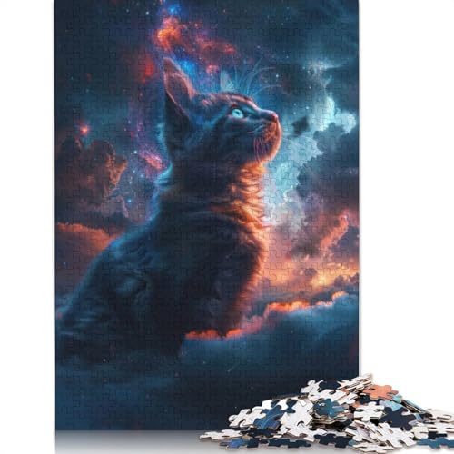 Cosmic Kitten Puzzle 1000-teilige Schwer Puzzle Spielzeug Lernspiel Impossible Herausforderung Spielzeug Für Erwachsene Kinder 1000pcs (75x50cm) von QBIREX