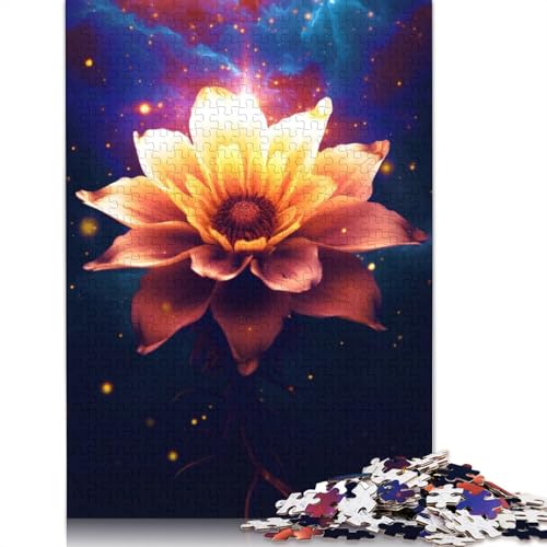 Cosmic Leaf Neon Flowers Puzzle DIY-Spiel Premium-Karton-Puzzle für Frauen und Männer, Kindertagsgeschenke, 1000 Teile (26 x 38 cm) von QBIREX