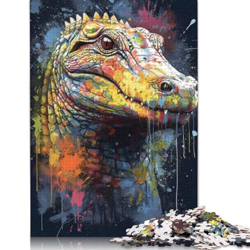 Crocodile Painting Puzzles 1000 Teile Schwer Puzzle Spielzeug Lernspiel Impossible Herausforderung Spielzeug Für Erwachsene Kinder 1000pcs (75x50cm) von QBIREX