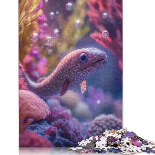 Curious Baby EEL Fish in Coral Reef Puzzles 1000 Teile Schwer Puzzle Spielzeug Lernspiel Impossible Herausforderung Spielzeug Für Erwachsene Kinder 1000pcs (75x50cm) von QBIREX