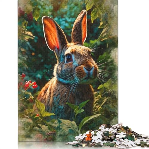 Curious Rabbit in The Garden Puzzle 1000-teilige Schwer Puzzle Spielzeug Lernspiel Impossible Herausforderung Spielzeug Für Erwachsene Und Kinder Ab 14 Jahren 1000pcs (75x50cm) von QBIREX