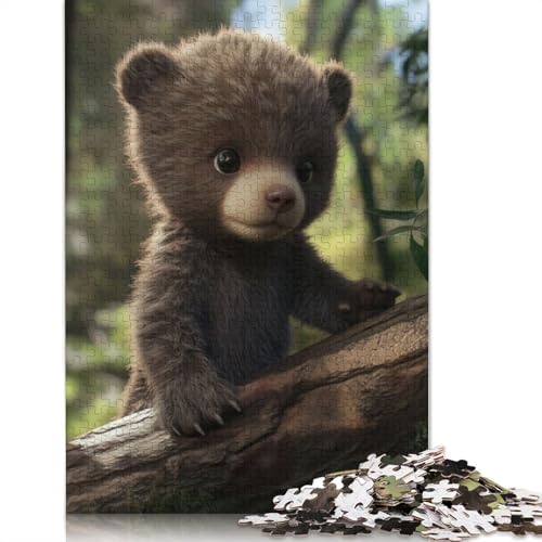 Cute Bear Cub in Forest Puzzle 520 Teile Schwer Puzzle Spielzeug Lernspiel Impossible Herausforderung Spielzeug Für Erwachsene Und Kinder Ab 14 Jahren 520pcs (52x38cm) von QBIREX