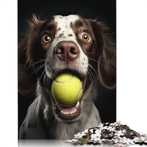 Cute Dog Animal Pet Tennis Puzzle 1000-teilige Schwer Puzzle Spielzeug Lernspiel Impossible Herausforderungsspielzeug Für Erwachsene Kinder 1000pcs (40x28cm) von QBIREX