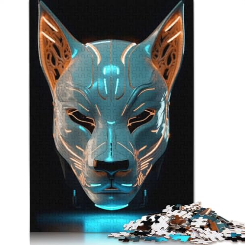 Cyberpunk Kitsune Fox Mask Puzzle 1000-teilige Schwer Puzzle Spielzeug Lernspiel Impossible Herausforderungsspielzeug Für Erwachsene Und Kinder Ab 14 Jahren 1000pcs (38x26cm) von QBIREX