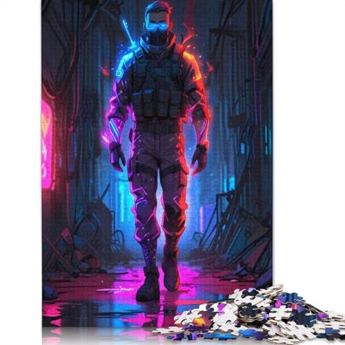 Cyberpunk Soldier Puzzle 1000-teilige Schwer Puzzle Spielzeug Lernspiel Impossible Herausforderung Spielzeug Für Erwachsene Kinder 1000pcs (38x26cm) von QBIREX