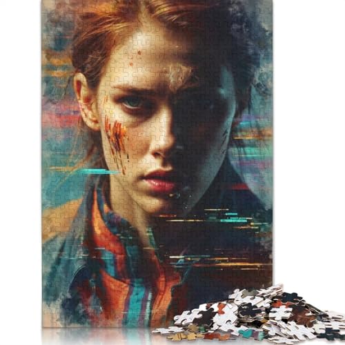 Cyberpunk Woman Portrait Puzzle 1000-teilige Schwer Puzzle Spielzeug Pädagogisches Spiel Impossible Herausforderungsspielzeug Für Erwachsene Und Kinder Ab 12 Jahren 1000pcs (38x26cm) von QBIREX