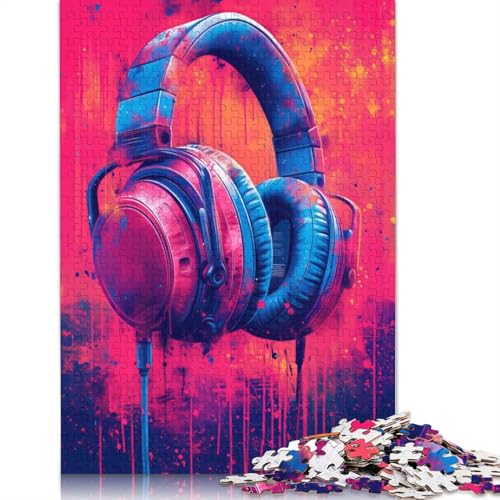 DJ-Kopfhörer-Puzzle, Familienspaß, rechteckiges Papierpuzzle für Kinder und Erwachsene ab 12 Jahren, Geburtstagsgeschenk, 1000 Teile (75 x 50 cm) von QBIREX