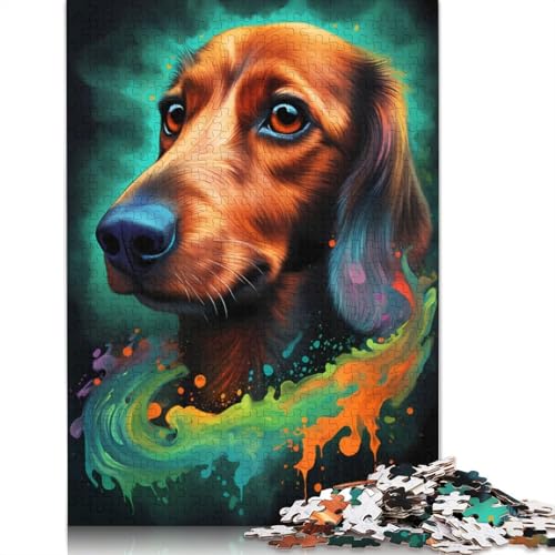 Dachshund Dog Dreamlike Puzzle 1000 Teile Schwer Puzzle Spielzeug Lernspiel Impossible Herausforderungsspielzeug Für Erwachsene Und Kinder Ab 14 Jahren 1000pcs (40x28cm) von QBIREX