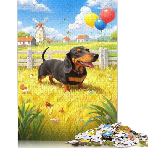 Dackel-Puzzle, kreative Spiele, Premium-Karton-Puzzle für Frauen und Männer, Geburtstagsgeschenk, 1000 Teile (75 x 50 cm) von QBIREX