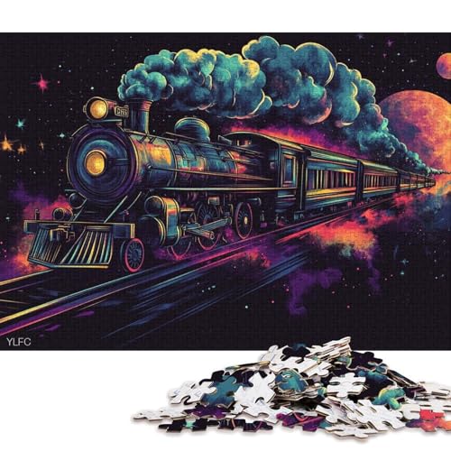 Dampfzug-Puzzle, schwierige Herausforderung, 100 Prozent recycelter Karton, Puzzle für Kinder und Erwachsene ab 12 Jahren, 38 x 26 cm, 1000 Teile Dampfzug-Puzzle, schwierige Herausforderung, 100 Prozent recycelter Karton, Puzzle für Kinder und Erwachsene ab 12 Jahren, 38 x 26 cm, 1000 Teile von QBIREX