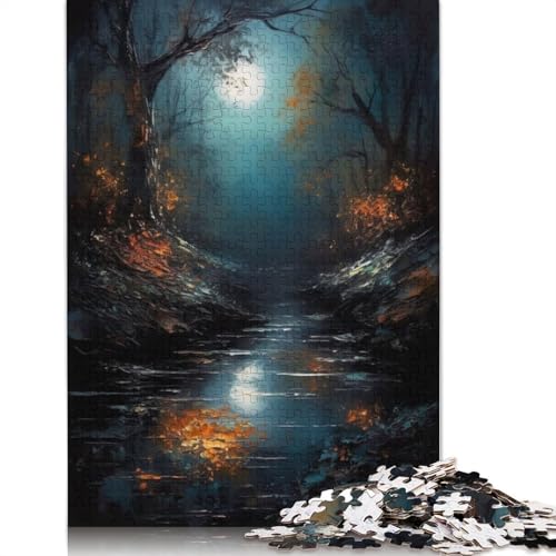 Dark Moon Forest Puzzle, Dekompressionsspielzeug, rechteckiges Papierpuzzle für Kinder und Erwachsene ab 12 Jahren, 1000 Teile (75 x 50 cm) von QBIREX
