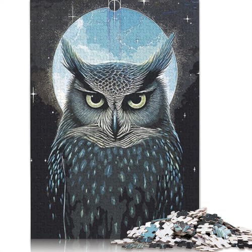 Das Eulen- und Mond-Puzzle, kreative Spiele, 100% recycelter Karton, Puzzle für Erwachsene, 1000 Teile (26 x 38 cm) von QBIREX