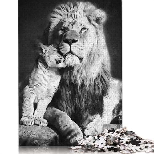 Das Löwen-Puzzle, DIY-Spiel, Premium-Karton-Puzzle für Frauen und Männer, Kindertagsgeschenke, 1000 Teile (75 x 50 cm) von QBIREX
