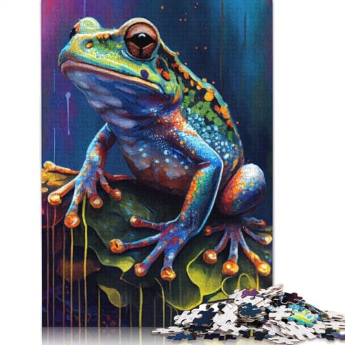 Das entsprechende Frosch-Puzzle, Dekompressionsspielzeug, 100 Prozent recycelte Pappe, Puzzle für Erwachsene, Teenager, Vatertagsgeschenke, 1000 Teile (26 x 38 cm) von QBIREX