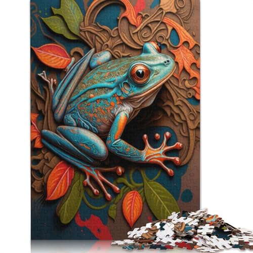 Das kleine springende Frosch-Puzzle, 100% recyceltes Kartonpapier, rechteckiges Puzzle für Erwachsene und Kinder, 1000 Teile (26 x 38 cm) von QBIREX