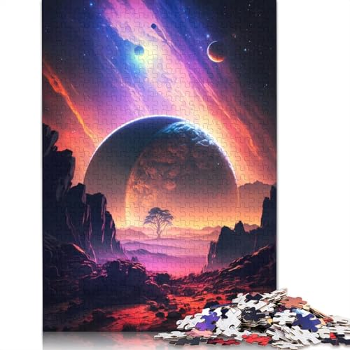 Dawn Planetary Landscape Puzzle 1000 Teile für Erwachsene, Holzpuzzle, Gehirntraining, Herausforderungsspiel, Unterhaltungsgeschenke, Familienaktivität (75 x 50 cm) von QBIREX