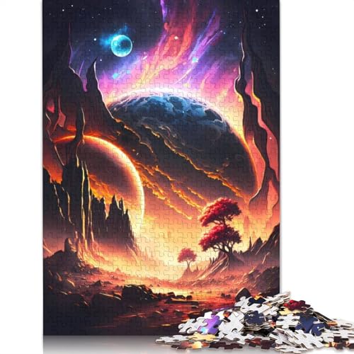 Dawn of Cosmos Heaven Puzzle 1000 Teile für Erwachsene, Holzpuzzle, Gehirntraining, Herausforderung, Spiel, Unterhaltung, Geschenke, Familienaktivität (38 x 26 cm) von QBIREX