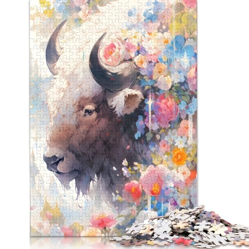 Dazzling Bison Puzzle, 100% Recyclingkarton, 100% Recyclingkarton, Puzzle für Jungen oder Mädchen, 1000 Teile (75 x 50 cm) von QBIREX