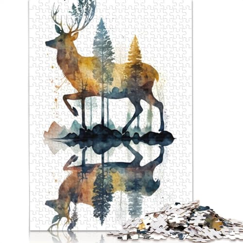 Deer D Exposure Puzzle für Erwachsene, zusammen. Coole Puzzles für Erwachsene, für Erwachsene und Teenager, 1000 Teile (75 x 50 cm) von QBIREX