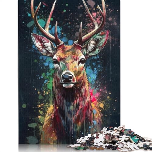 Deer Painting Puzzles 520 Teile Schwer Puzzle Spielzeug Lernspiel Impossible Herausforderung Spielzeug Für Erwachsene Und Kinder in Bewährter 520pcs (52x38cm) von QBIREX
