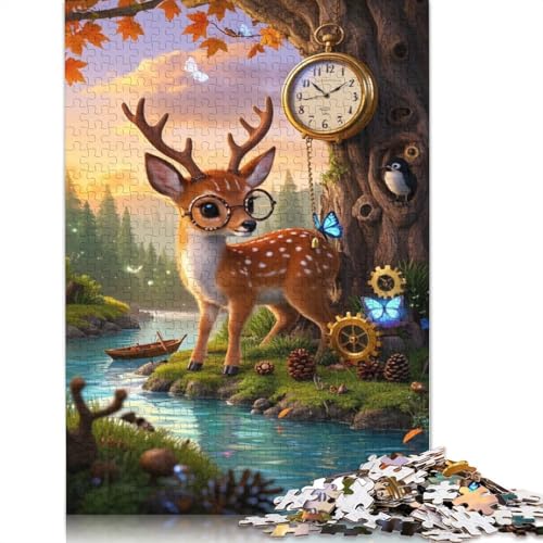 Deer Puzzle 1000-teilige Schwer Puzzle Spielzeug Lernspiel Impossible Herausforderungsspielzeug Für Erwachsene Und Kinder Ab 14 Jahren 1000pcs (75x50cm) von QBIREX