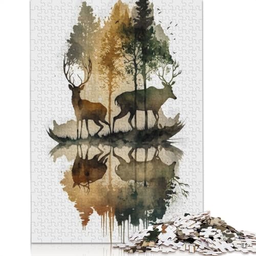 Deer and Pinus Puzzle für Erwachsene, Denksportaufgaben für Erwachsene, Puzzlespiele für Erwachsene und Teenager, 1500 Teile (85 x 57 cm) von QBIREX
