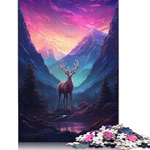Deer in Mountains Puzzle 1000 Teile Schwer Puzzle Spielzeug Pädagogisches Spiel Impossible Herausforderung Spielzeug Für Erwachsene Kinder 1000pcs (40x28cm) von QBIREX