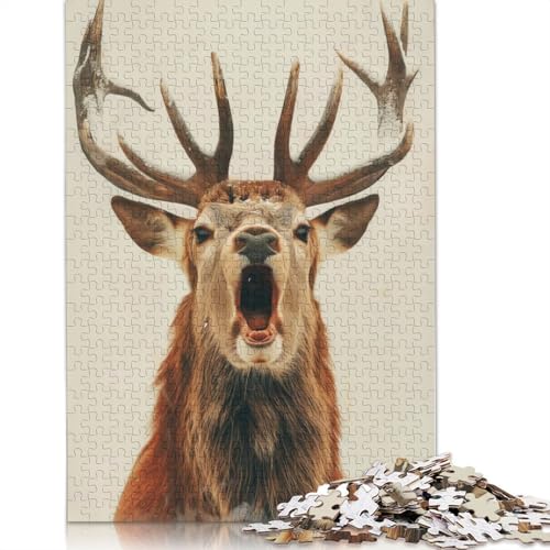 Deer with Big Antlers Puzzle 1000-teilige Schwer Puzzle Spielzeug Pädagogisches Spiel Impossible Herausforderungsspielzeug Für Erwachsene Kinder 1000pcs (75x50cm) von QBIREX