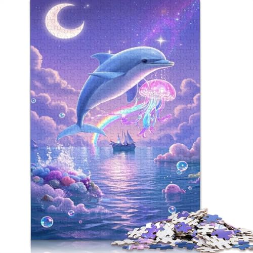 Delphin-Puzzle, Familienspaß, rechteckiges Papierpuzzle für Kinder und Erwachsene ab 12 Jahren, Geburtstagsgeschenk, 1000 Teile (75 x 50 cm) von QBIREX