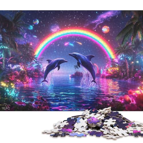 Delphin-Puzzle, lustiges Premium-Puzzle aus Karton für Erwachsene, Teenager, 70 x 50 cm/1000 Teile von QBIREX