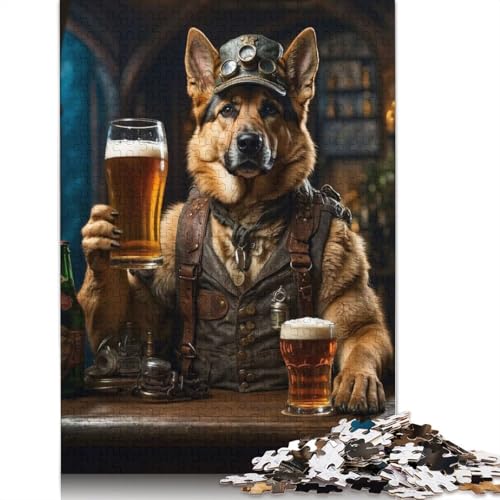 Deutscher Schäferhund, Bierhund, 1000-teiliges Puzzle für Teenager, Geschenke, Papierpuzzle, Puzzle für Erwachsene, Lernspiele für Zuhause, DIY-Spielzeug, 1000 Teile (38 x 26 cm) von QBIREX