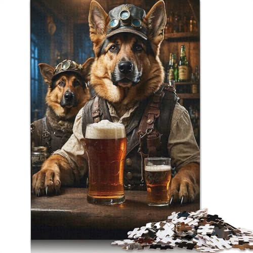 Deutscher Schäferhund, Bierhunde-Puzzle für Erwachsene, 1000 Teile, Puzzle für Erwachsene und Teenager, Familienspiel, 1000 Teile (38 x 26 cm) von QBIREX