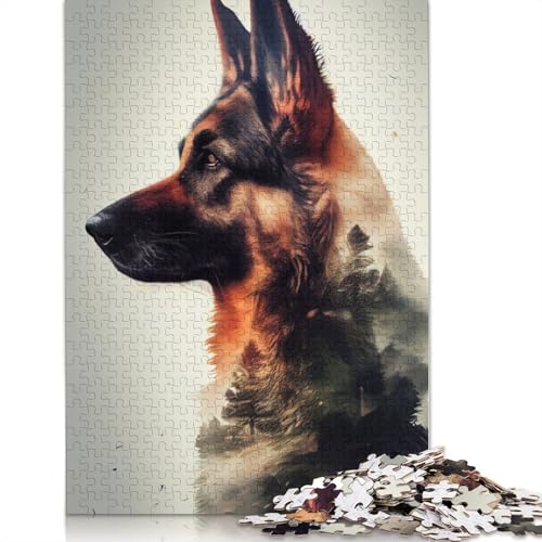 Deutscher Schäferhund, Doppel-Exp-Puzzle für Erwachsene, Denksportaufgaben für Erwachsene, Puzzlespiele für Erwachsene und Teenager, 1000 Teile (75 x 50 cm) von QBIREX