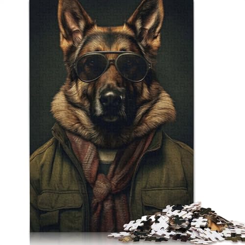 Deutscher Schäferhund Elegance Puzzle DIY Spiel Papier Rechteckiges Puzzle für Jungen oder Mädchen Geburtstagsgeschenk 1000 Teile (26x38cm) von QBIREX