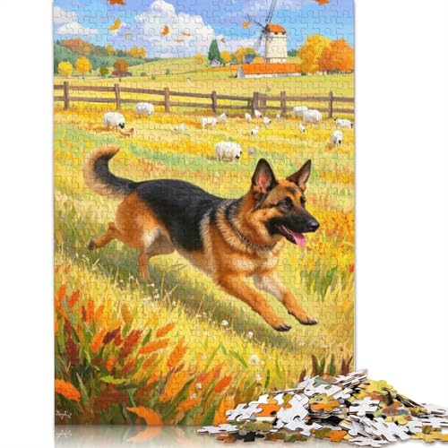 Deutscher Schäferhund-Puzzle, DIY-Spiel, rechteckiges Papierpuzzle für Jungen oder Mädchen, Geburtstagsgeschenk, 1000 Teile (75 x 50 cm) von QBIREX