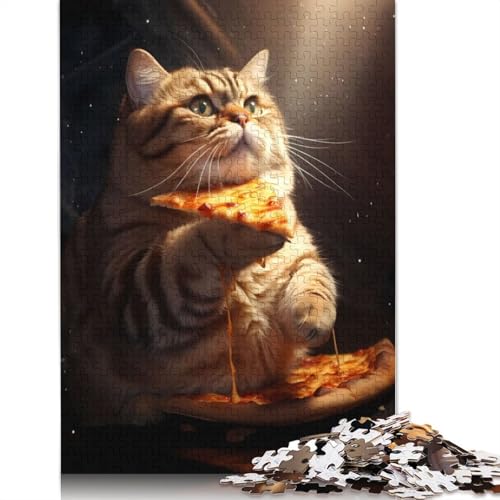 Dicke Katze isst Pizza, Puzzle für Erwachsene, Lernspiele, Puzzle für Erwachsene und Kinder, 1500 Teile (85 x 57 cm) von QBIREX
