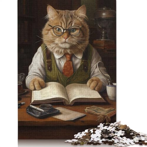 Dicke Katze liest EIN Buch, süßes 520-teiliges Puzzle, Lernspiele, Puzzles für Erwachsene für Frauen, für Kinder ab 12 Jahren, 520 Teile (52 x 38 cm) von QBIREX
