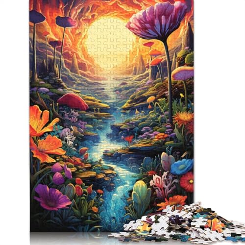 Die farbenfrohe Psychedelia des ewigen Frühlings, Puzzle, Familienspaß, rechteckiges Papierpuzzle für Jungen oder Mädchen, Kindertagsgeschenke, 1000 Teile (38 x 26 cm) von QBIREX