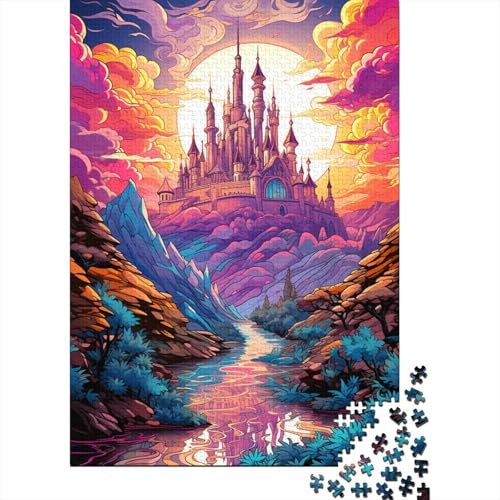 Die farbenfrohe Psychedelie eines wunderschönen Schloss-Puzzles. Familienspaß. 100% recycelter Karton. Puzzle für Kinder bis zu Halloween. 1000 Teile (75 x 50 cm). von QBIREX