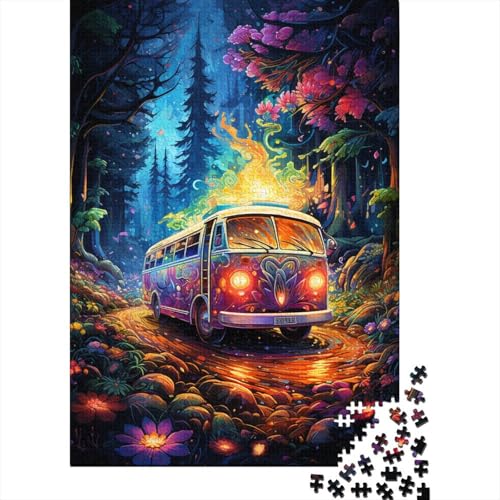 Die farbenfrohe Psychedelik des Waldbusses. Puzzlespaß aus hochwertigem Karton für Jungen und Mädchen, 1000 Teile (75 x 50 cm) von QBIREX