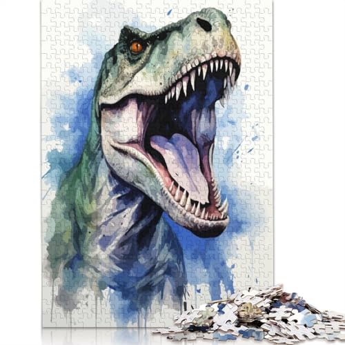 Dino- und T-Rex-Aquarell-Puzzle für Erwachsene, freundliche Materialien, schwierige Puzzles für Erwachsene und Teenager, 1500 Teile (85 x 57 cm) von QBIREX