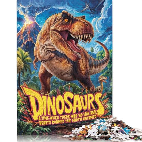 Dinosaurier-Puzzle, hochwertiges, rechteckiges Puzzle aus 100% recyceltem Kartonpapier für Jungen oder Mädchen, 1000 Teile (75 x 50 cm) von QBIREX