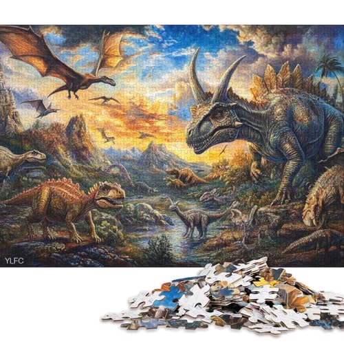 Dinosaurier-Puzzle, lustiges Premium-Puzzle aus Karton für Jungen oder Mädchen, 70 x 50 cm, 1000 Teile von QBIREX